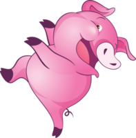 mignonne peu porc de bonne humeur marrant Danse et beaucoup émotion agissant png