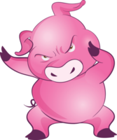 cute little pig cheerful funny dance and many emotion acting png