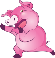 cute little pig cheerful funny dance and many emotion acting png