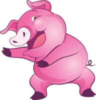 linda pequeño cerdo alegre gracioso danza y muchos emoción interino png