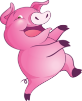 mignonne peu porc de bonne humeur marrant Danse et beaucoup émotion agissant png