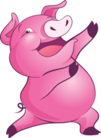 mignonne peu porc de bonne humeur marrant Danse et beaucoup émotion agissant png