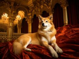 Regal dog with a regal stance in a royal setting AI Generative photo