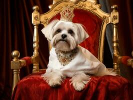 Regal dog with a regal stance in a royal setting AI Generative photo