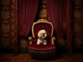 Regal dog with a regal stance in a royal setting AI Generative photo