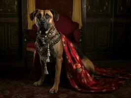 Regal dog with a regal stance in a royal setting AI Generative photo