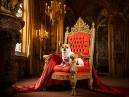 Regal dog with a regal stance in a royal setting AI Generative photo