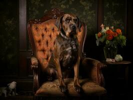 Regal dog with a regal stance in a royal setting AI Generative photo