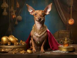 Regal dog with a regal stance in a royal setting AI Generative photo