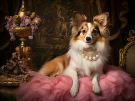 Regal dog with a regal stance in a royal setting AI Generative photo