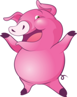 fofa pequeno porco alegre engraçado dança e muitos emoção agindo png