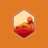 Desert illustration with minimalist design. vector