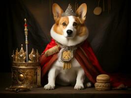 Regal dog with a regal stance in a royal setting AI Generative photo