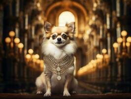 Regal dog with a regal stance in a royal setting AI Generative photo