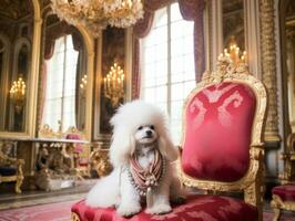 Regal dog with a regal stance in a royal setting AI Generative photo
