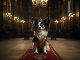 Regal dog with a regal stance in a royal setting AI Generative photo