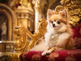 Regal dog with a regal stance in a royal setting AI Generative photo