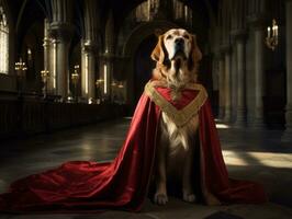 Regal dog with a regal stance in a royal setting AI Generative photo