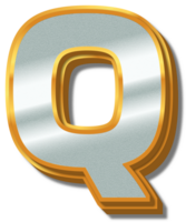 3D Elegant Gold Silver Alphabet Letter Q png