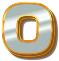 3D Elegant Gold Silver Alphabet Letter O png