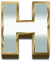 3D Gold Silver Gradient Alphabet Letter H png