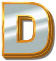 3D Elegant Gold Silver Alphabet Letter D png