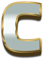 3d ouro prata gradiente alfabeto carta c png