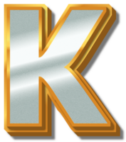 3D Elegant Gold Silver Alphabet Letter K png