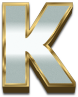 3D Gold Silver Gradient Alphabet Letter K png