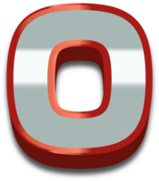 3d elegante rojo alfabeto letra o png