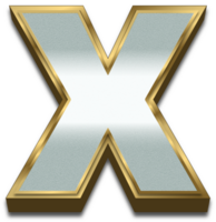 3d oro argento pendenza alfabeto lettera X png