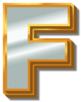 3d elegante oro plata alfabeto letra F png