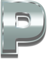 3d argent alphabet lettre p png