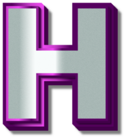 3d luxe argent violet alphabet lettre h png