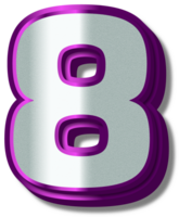 3D Luxury Silver Purple Alphabet Number 8 png