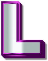 3D Luxury Silver Purple Alphabet Letter L png