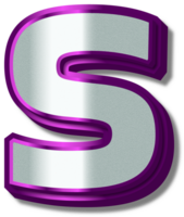 3D Luxury Silver Purple Alphabet Letter S png