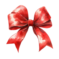 Red Bow For Christmas Event. Watercolor Style. AI Generated png