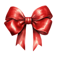 Red Bow For Christmas Event. Watercolor Style. AI Generated png