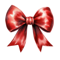 Red Bow For Christmas Event. Watercolor Style. AI Generated png