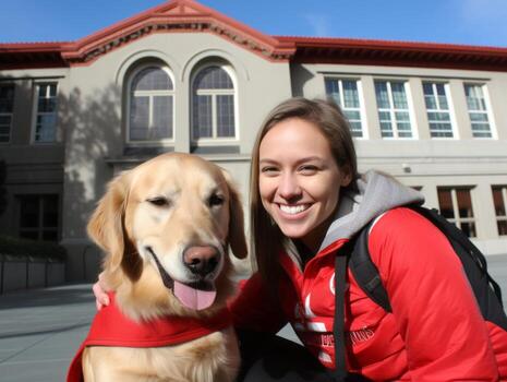 Proud service dog assisting its owner with a disability AI Generative photo