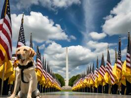 Proud service dog assisting its owner with a disability AI Generative photo