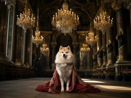 Regal dog with a regal stance in a royal setting AI Generative photo