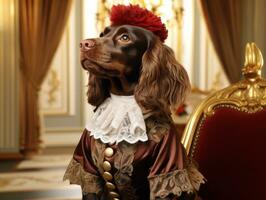 Regal dog with a regal stance in a royal setting AI Generative photo