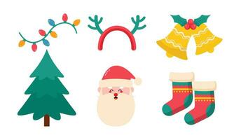 Hand Drawn Christmas Elements Collection Isolated on White Background vector