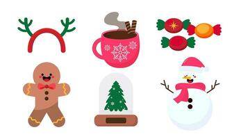 Hand Drawn Christmas Elements Collection Isolated on White Background vector