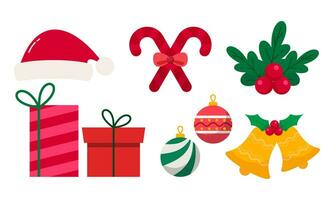 Hand Drawn Christmas Elements Collection Isolated on White Background vector