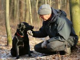 Proud service dog assisting its owner with a disability AI Generative photo