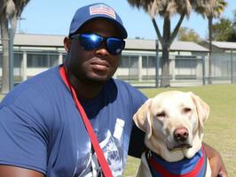 Proud service dog assisting its owner with a disability AI Generative photo