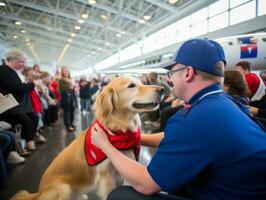 Proud service dog assisting its owner with a disability AI Generative photo